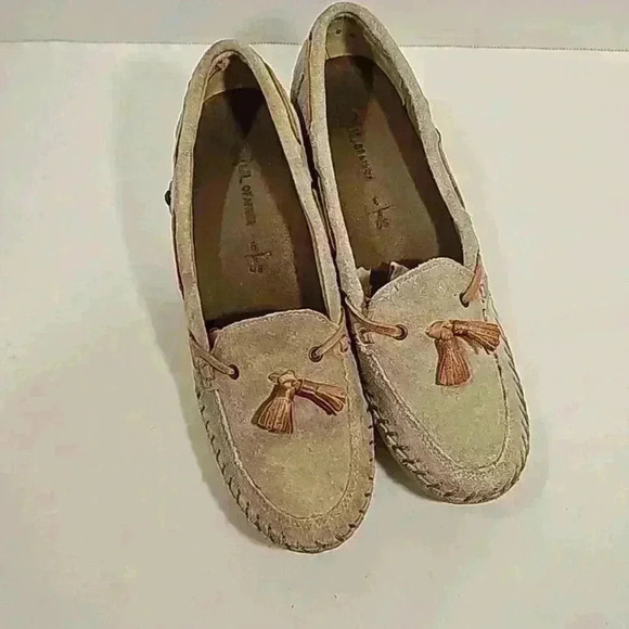 Soul of Africa womens shoe sz 8 mocassin tan wedge tussle suede beige mocassin - Picture 2 of 13